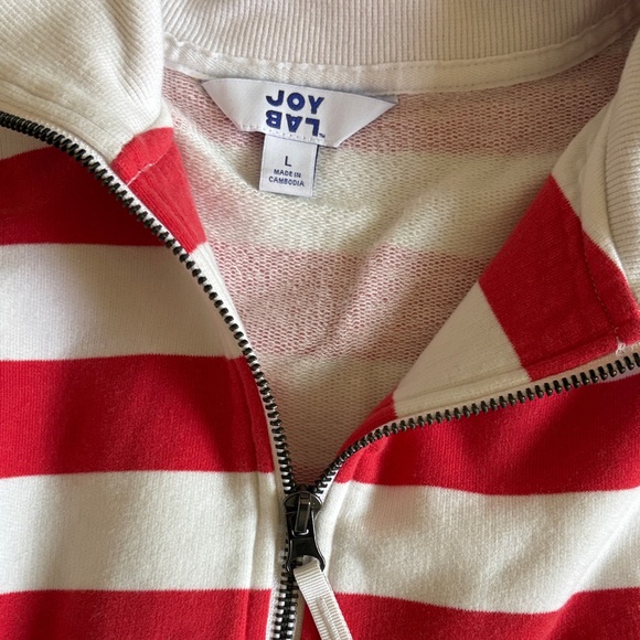 JoyLab Red and White Cropped Half Zip - Picture 3 of 7